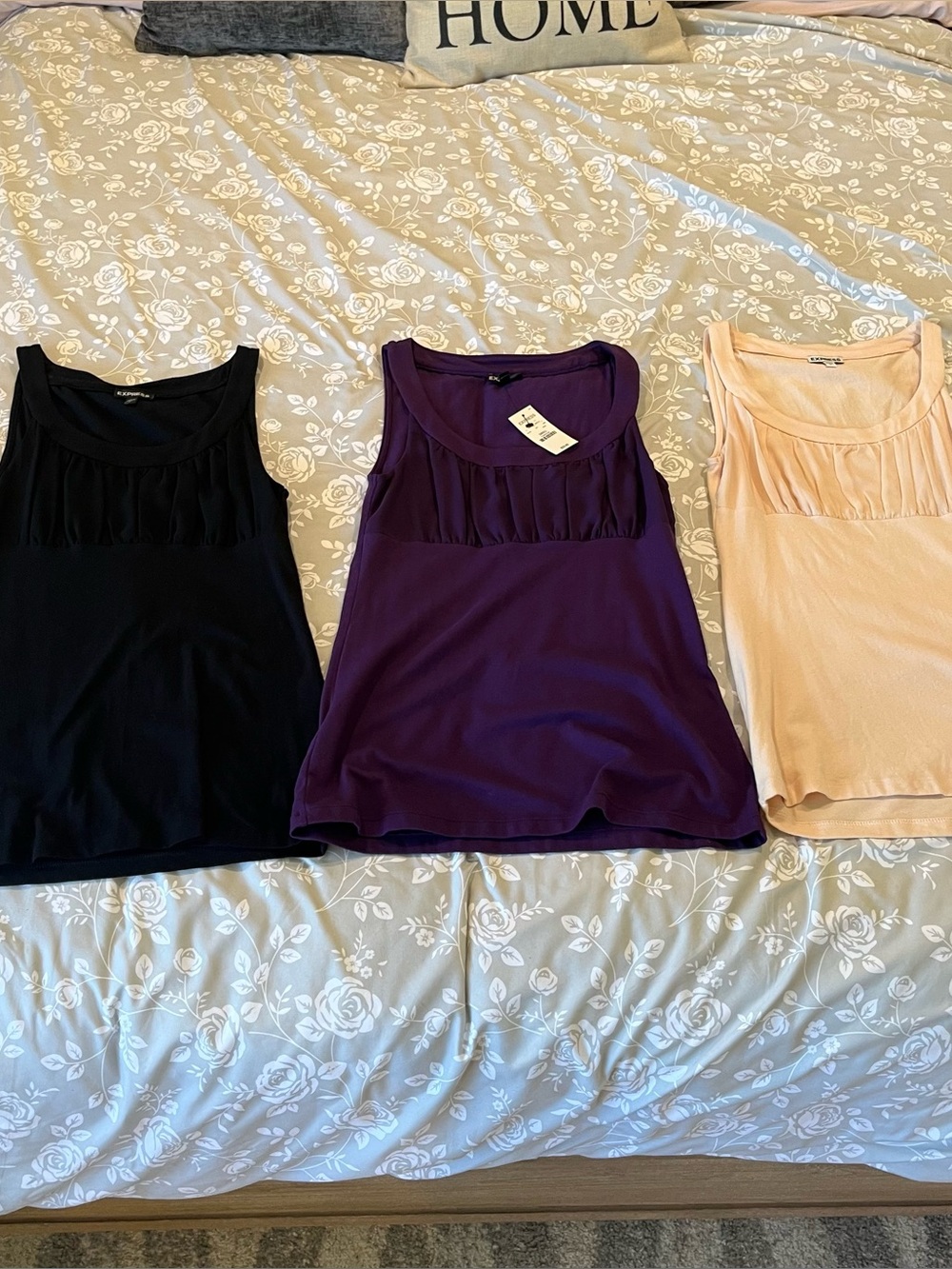 Lot 3 Express Tank Tops Small Black, Pink & Purple (1 With Tags)